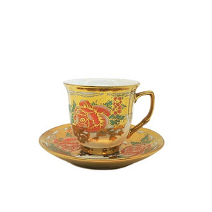 Porcelain tea cup and saucer wholesale, gold plated tea set