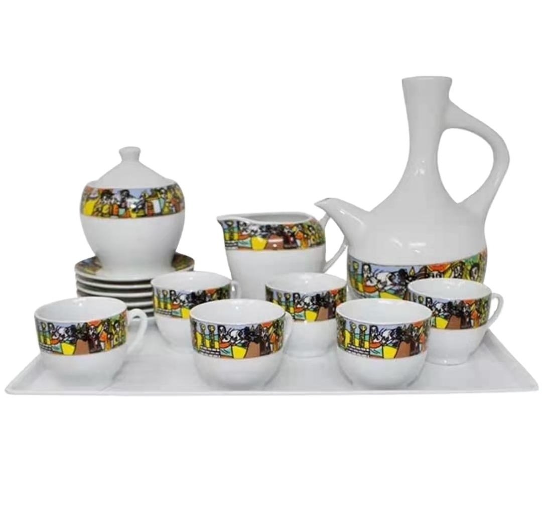 17PCS 23PCS ethiopian coffee cup set Ebena Rekebot Tilet Sheba Design tea pot