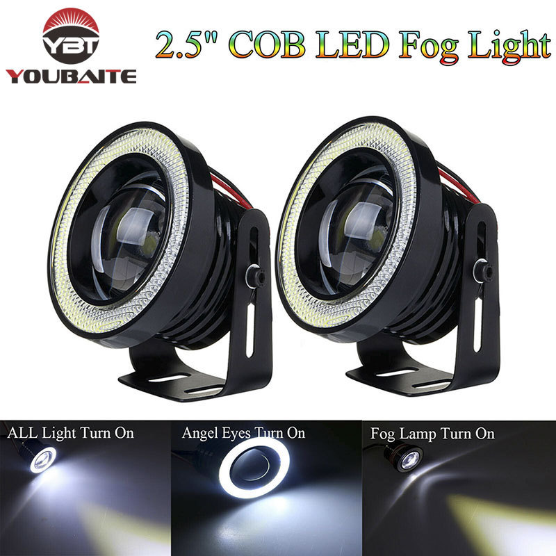 Car Fog Light 30W LED With Lens COB Angel Eyes Lamp Chips Car Daytime Running Light off-road vehicle spot light  led fog lamp