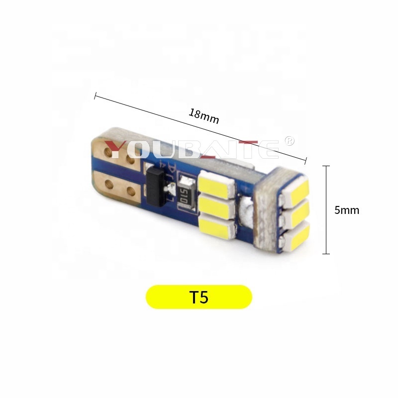 T5 Socket 9 SMD 3014 Car LED Bulbs Canbus Error Free T5 W3W W1.2W LED Instrument Light 12V White