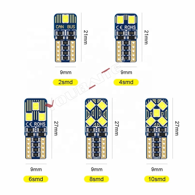 No Error Auto Car Accessories T10 Led Canbus W5W 168 194 Bulbs 2835 2 4 6 8 10SMD 12V White Dome Reading Interior Lights