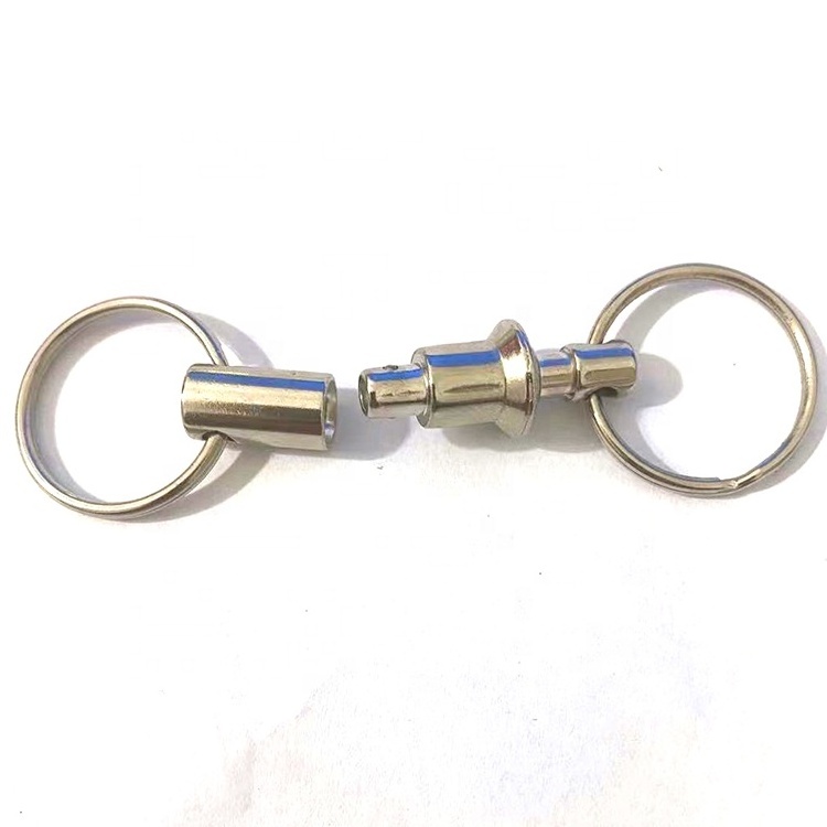 high quality brass Release Detachable Pull Apart Key Rings lock Keychain,Double Spring Split Snap Separate keychain