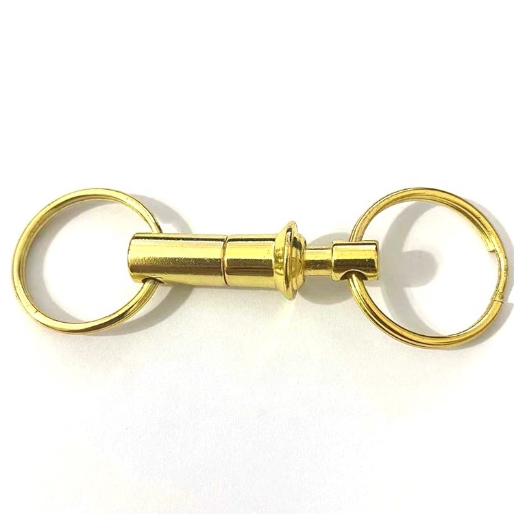 high quality brass Release Detachable Pull Apart Key Rings lock Keychain,Double Spring Split Snap Separate keychain