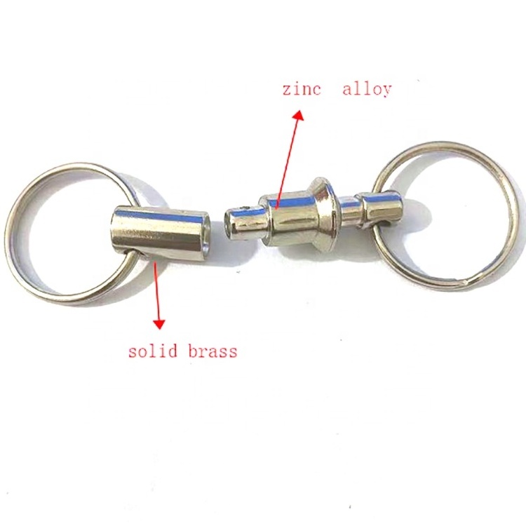 high quality brass Release Detachable Pull Apart Key Rings lock Keychain,Double Spring Split Snap Separate keychain