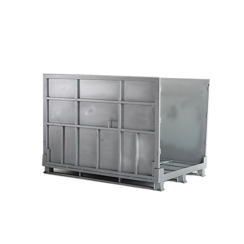 Industrial Shipping Storage Collapsible Galvanized Stackable Foldable Square Steel Metal Crate