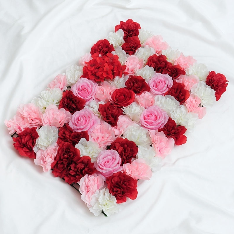 Artificial silk red rose flower wall cloth backdrop Artificial  flower panel artificial flower panels