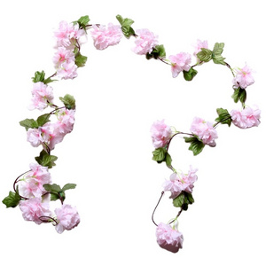 Factory plastic artificial flower  hanging vine  rose floral  wall backdrop decor decoration 230 cm