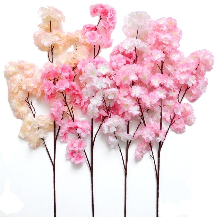 Artificial cherry flower blossom stems garland 3 branches silk sakura 100 cm 0.1 kg for artificial  decoration