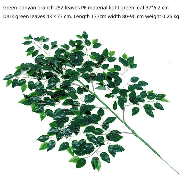 Natural Greenery Banyan Leaves Real Touch Artificial Ficus Tree Leaves