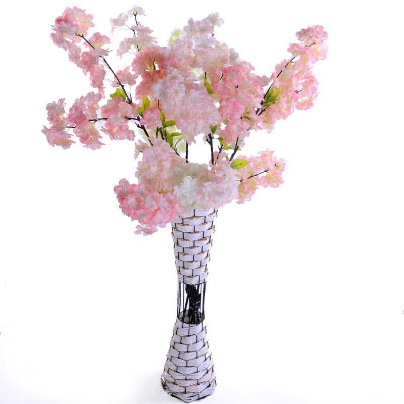 Artificial cherry flower blossom stems garland 3 branches silk sakura 100 cm 0.1 kg for artificial  decoration