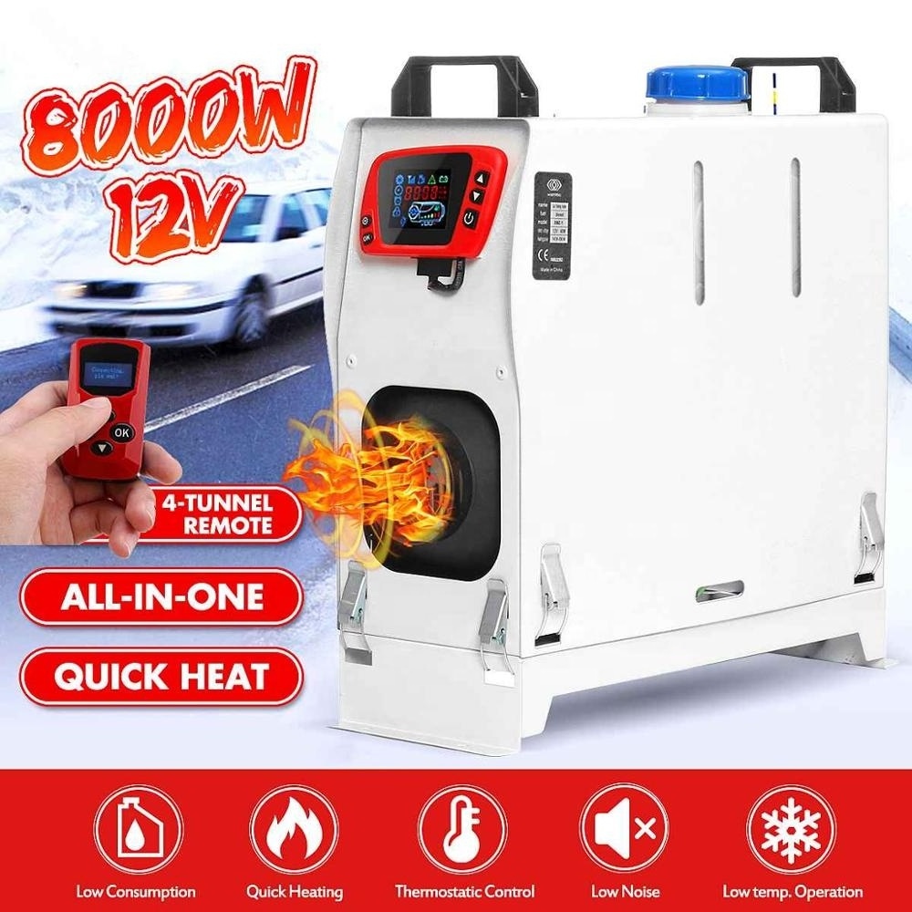 8KW All in One Unit Car Heater 12V Air Diesel Fuel Heater Single Hole LCD Monitor Parking Warmer For Car Truck Bus Boat RV