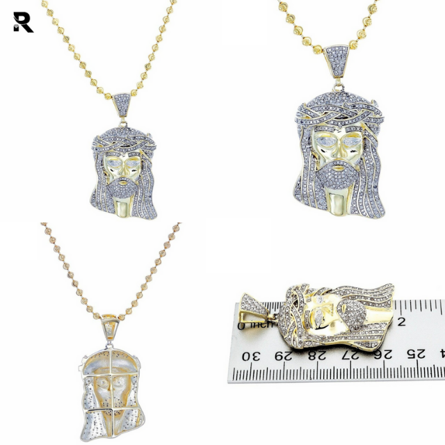 0.26 CT TO 3.70 CT Diamond Jesus Piece Charm Hiphop Pendant In 10K Solid White Yellow Gold Jesus Pendant