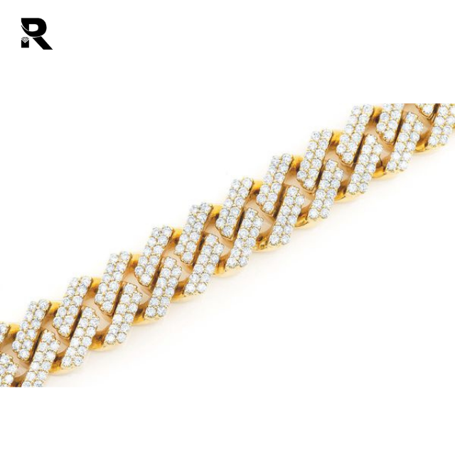 12mm Jagged Cuban 8.50ctw Diamond Bracelet Cuban Link Bracelet Gold for Men 14K IGI 8 In/20.32 Cm Micro Insert 3-7 Days Real