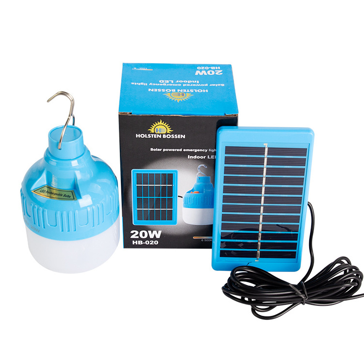 Hb020 20w Solar Camping Light Usb Charging Recharge Bulb solar tent lamp Light bulb With Solar Panel Emergency Bulb