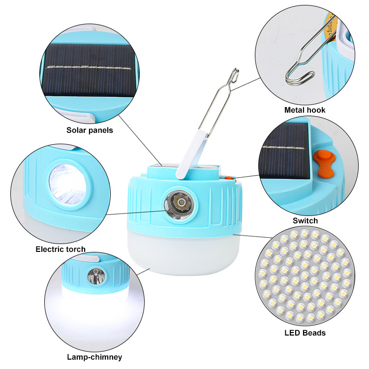 DC 5V LED rechargeable portable solar light bulb 40w Solar lantern Searchlight Emergency Light for camping outdoor