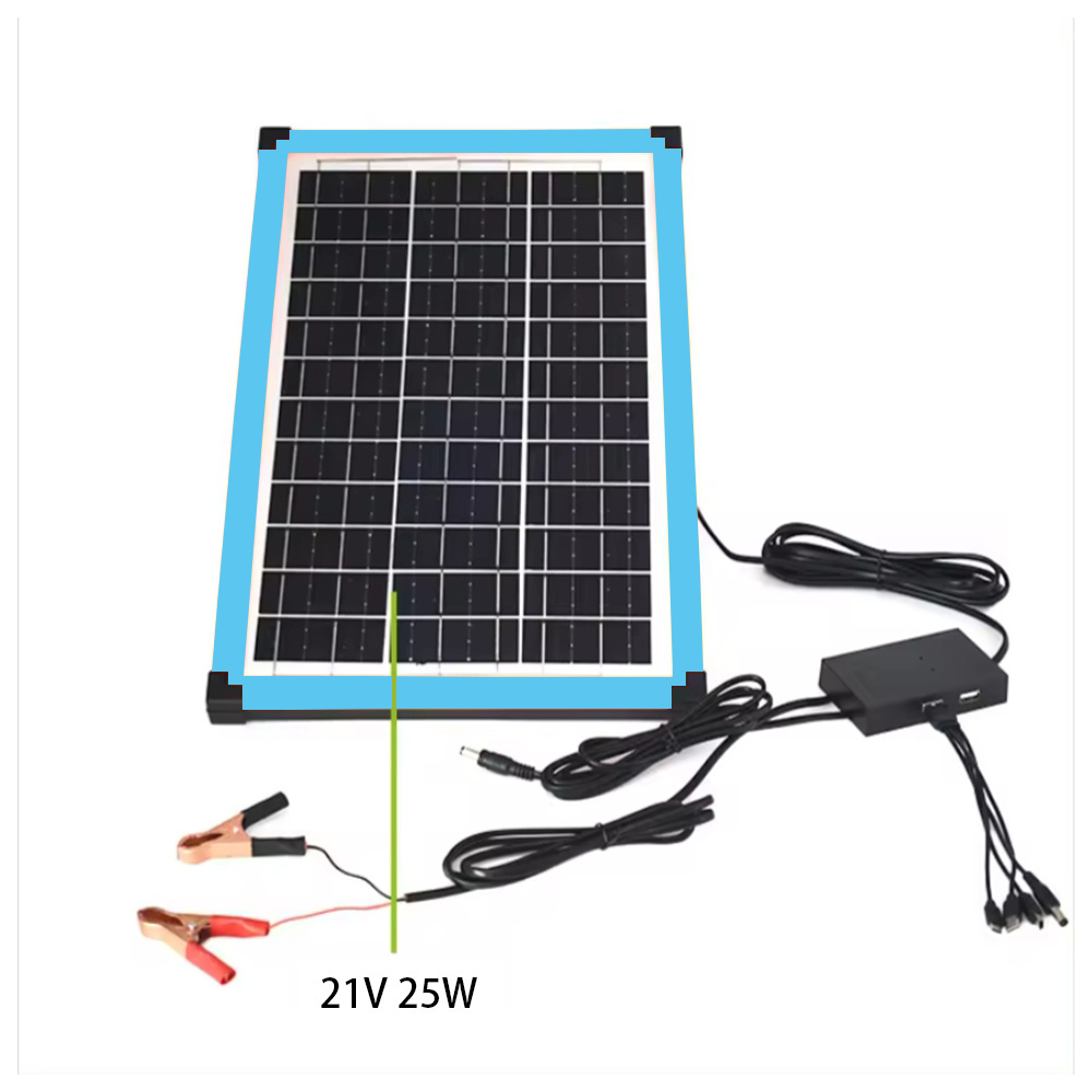 HB1825 20w Solar panel Portable mono panel for charge in phone with 5in1 cable charger and usb stabilizer clip charger