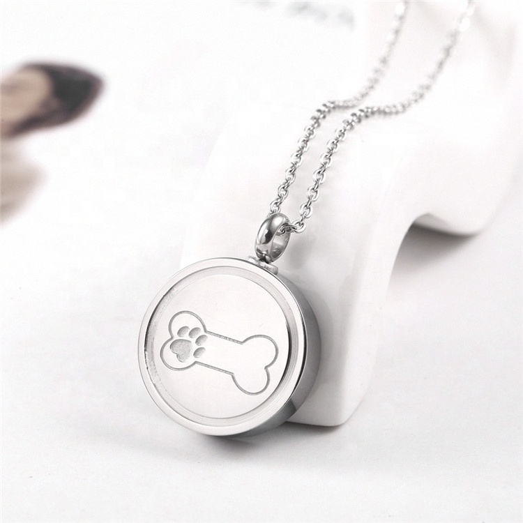 LIVE4U  RS20JPN18 Memorial   316 Stainless Steel  Silver Urn Pet Cremation Jewelry Necklaces