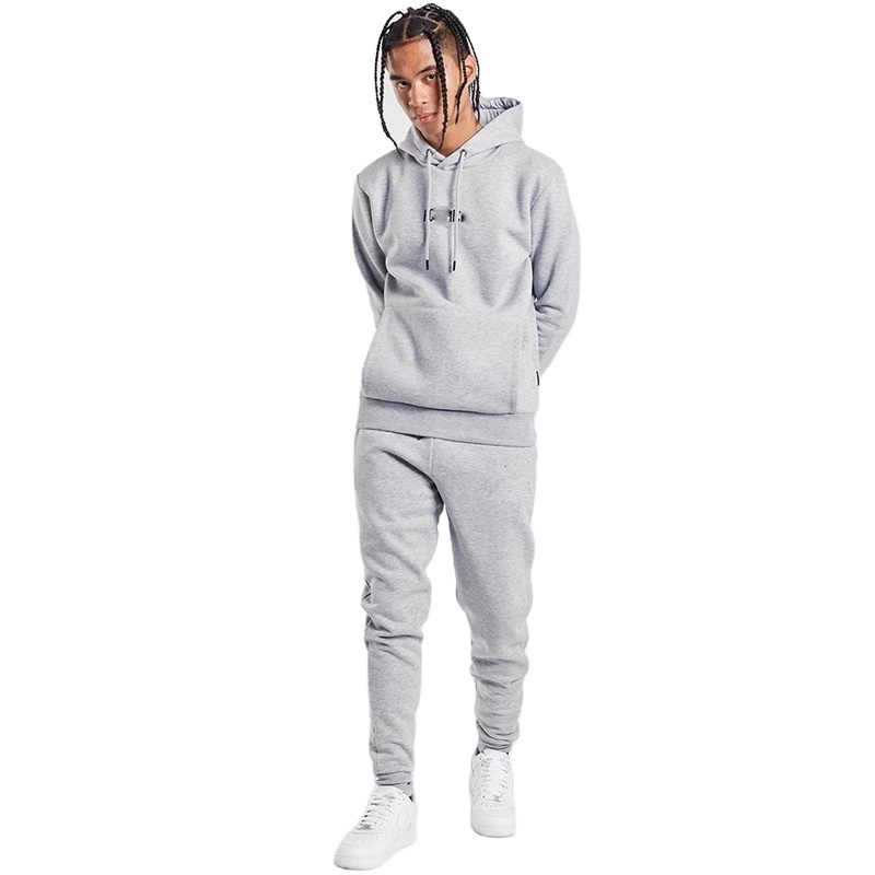 Custom Blank French Terry Sweatsuit Outfit Fashion 2 Pieces Mens Pullover Hoodie Tracksuit