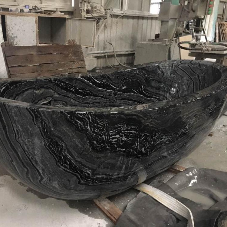 Ancient wood black marble stone bath tub marble bathtub