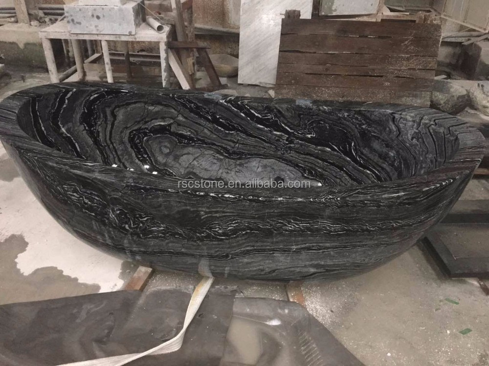 Ancient wood black marble stone bath tub marble bathtub