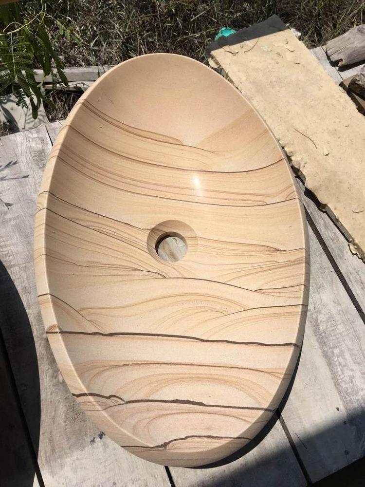 wooden sandstone vessel sink round stone sink cheap stone basin