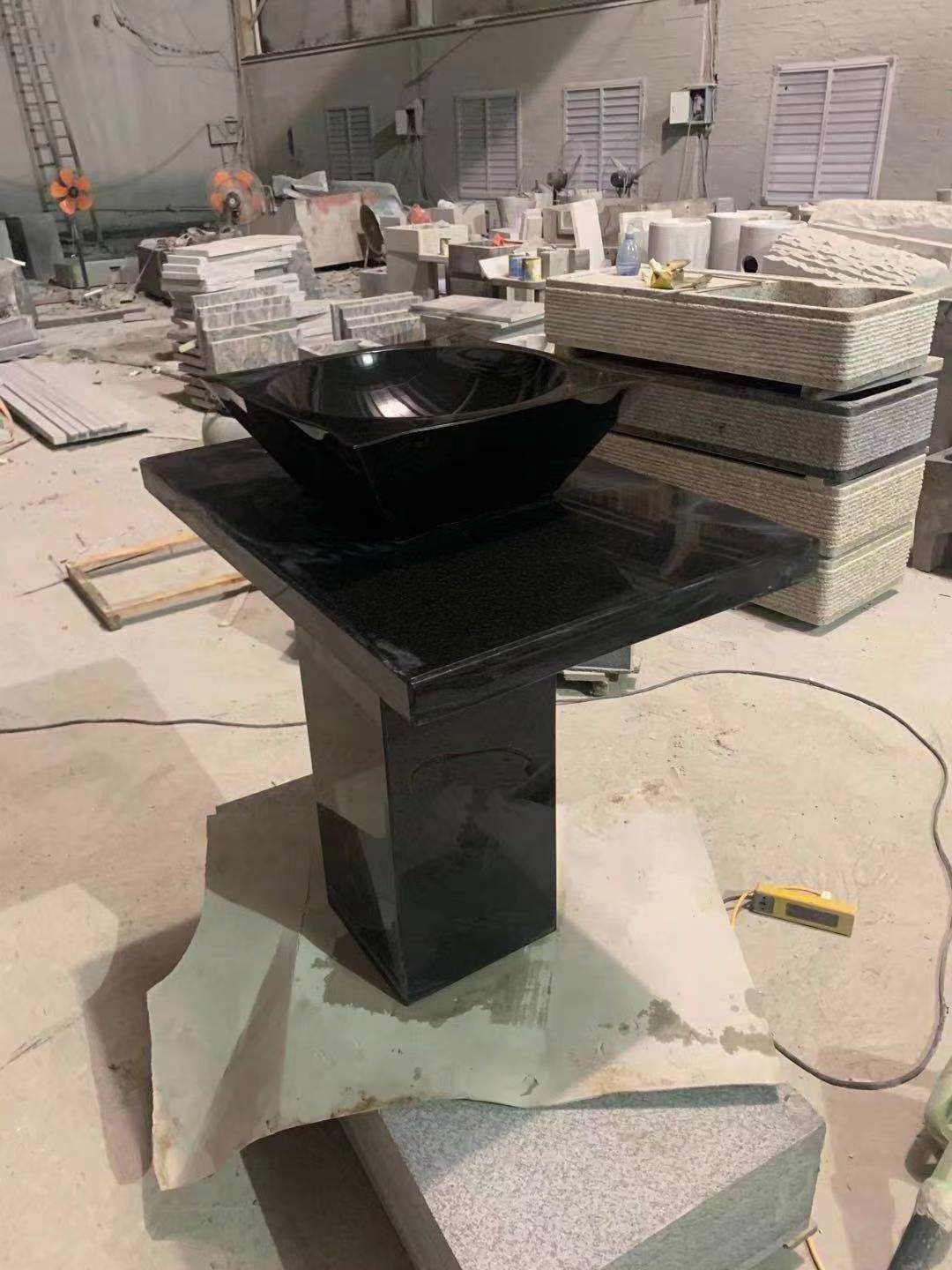 pedestal sink black granite bathroom sink  yard stone sink