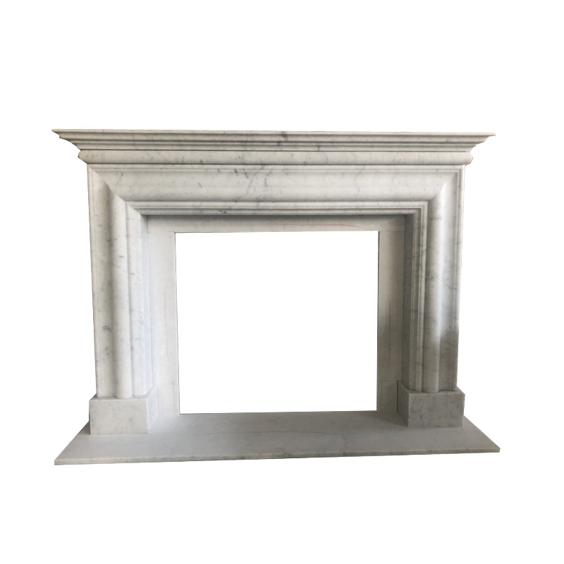 Carrara white marble fireplace surround with bolection style