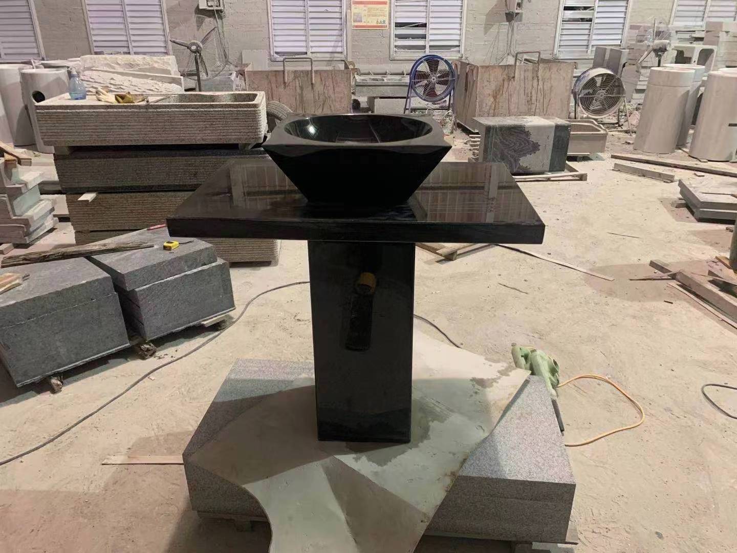 pedestal sink black granite bathroom sink  yard stone sink