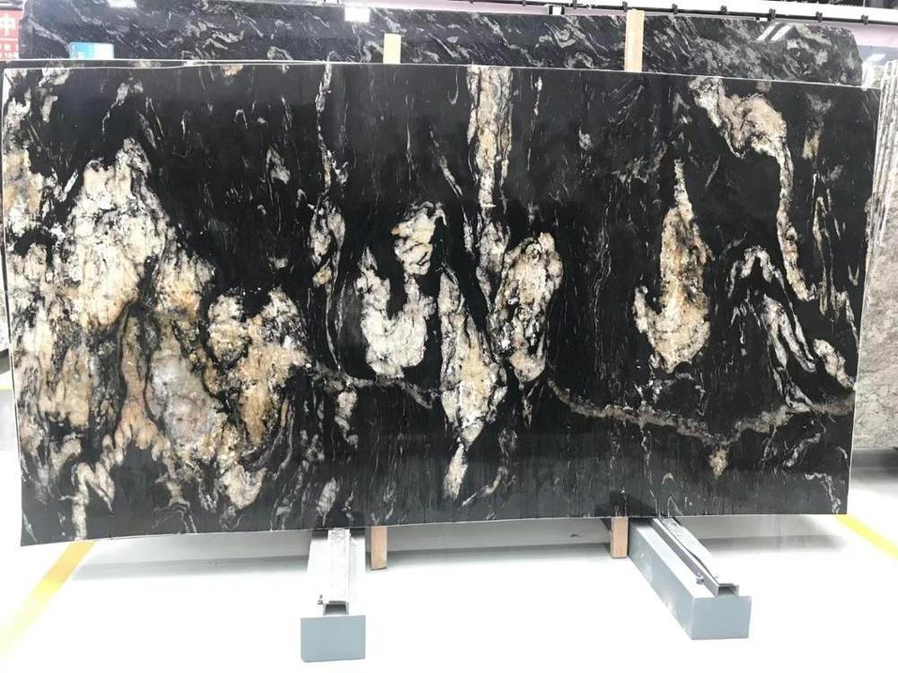 good price Cosmic black titanium granite polished big slabs