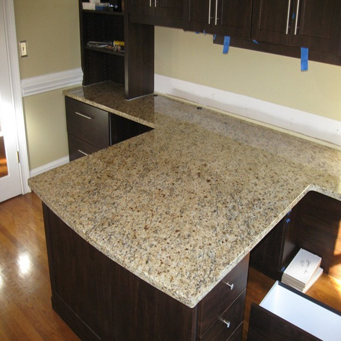 Yellow Granite Kitchen Countertop Flat Edge / Eased Edge