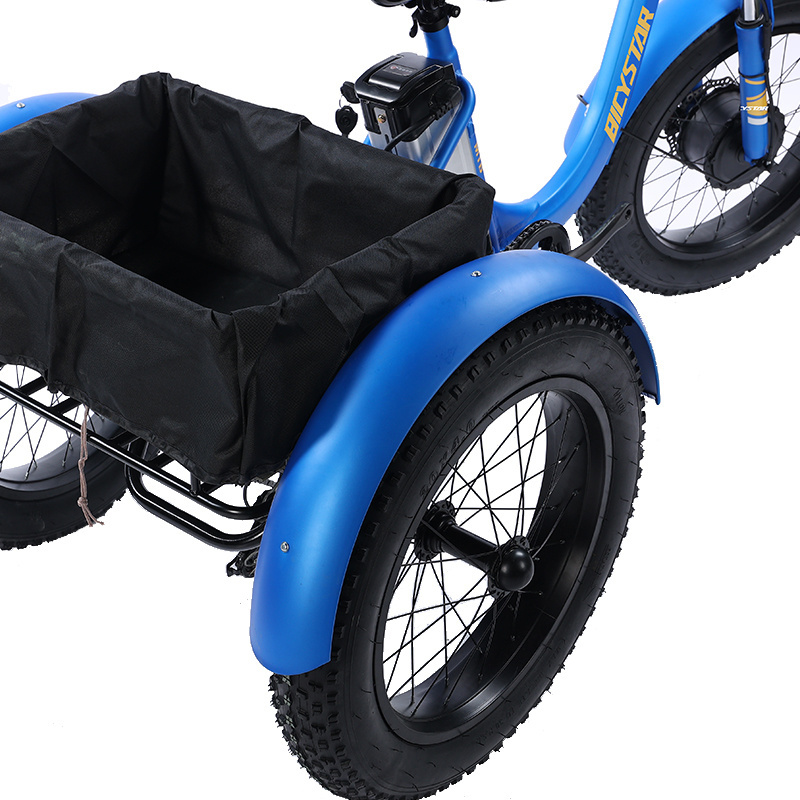 Hot selling adult 20 inch E tricycle cargo electric tricycle fat tire 3 wheel electric tricycle