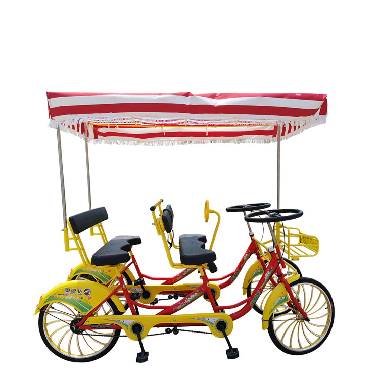 One wheel double row wheel seats 4 person tandem bike/ special kids seats surrey bike/tourism bike