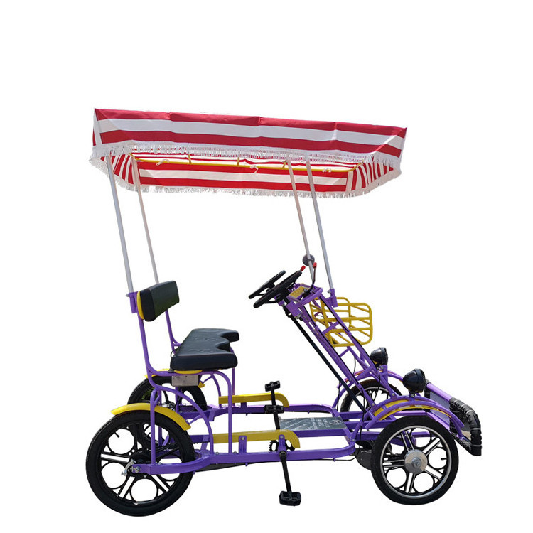 2019 Hot sale high quality 4 person surrey bikes on road/ with kids seats/ Christmas family big tandem bikes