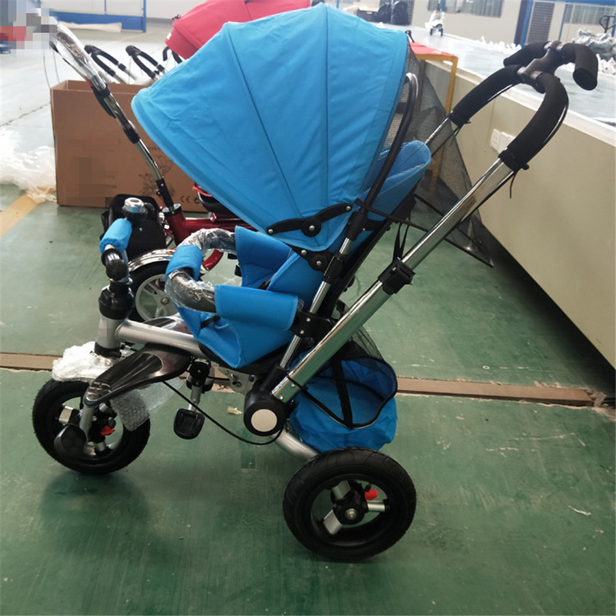 hot selling new model china baby walker tricycle 4 in 1 tricycle stroller trike with push rod brake back seat cover eva wheels