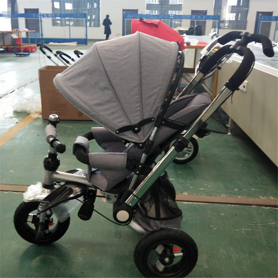 hot selling new model china baby walker tricycle 4 in 1 tricycle stroller trike with push rod brake back seat cover eva wheels