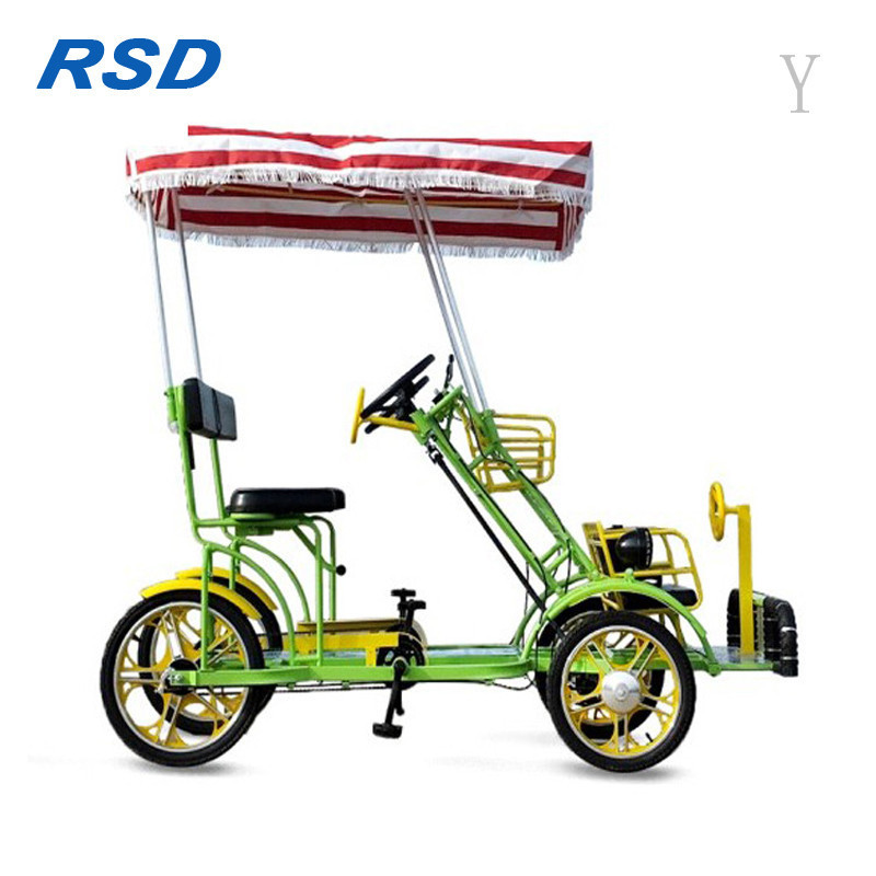 4 person big cart tandem bike on road/with canvas cloth cover/cool surrey bike