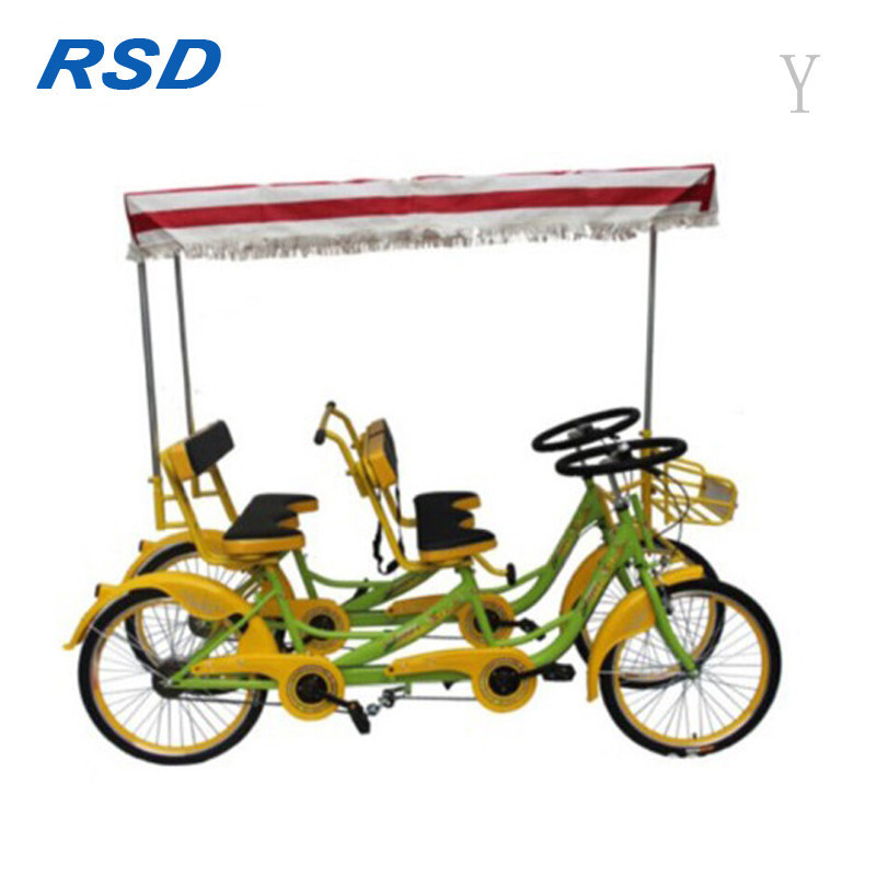 2 person row seats surrey bike for sale in park/lovers tandem bike for cycling/canvas cloth cover bicycle