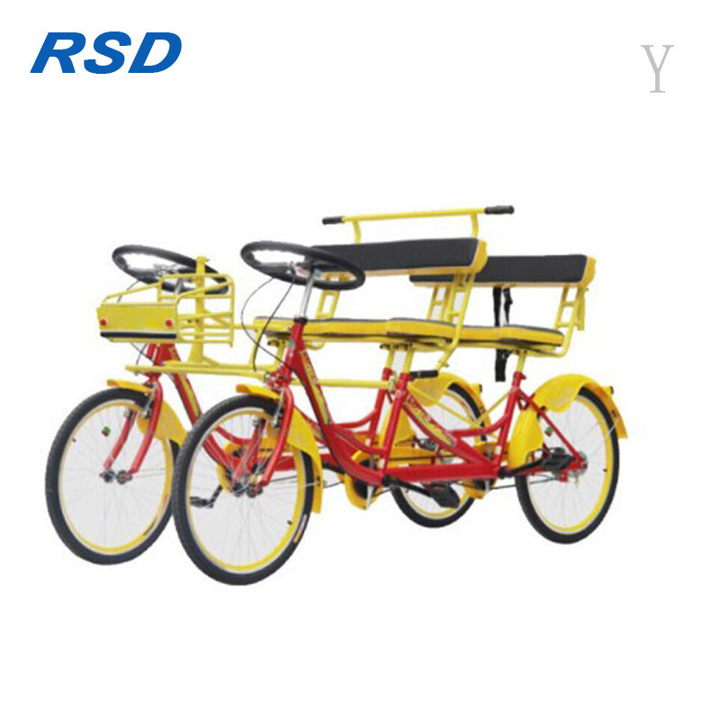 2 person row seats surrey bike for sale in park/lovers tandem bike for cycling/canvas cloth cover bicycle