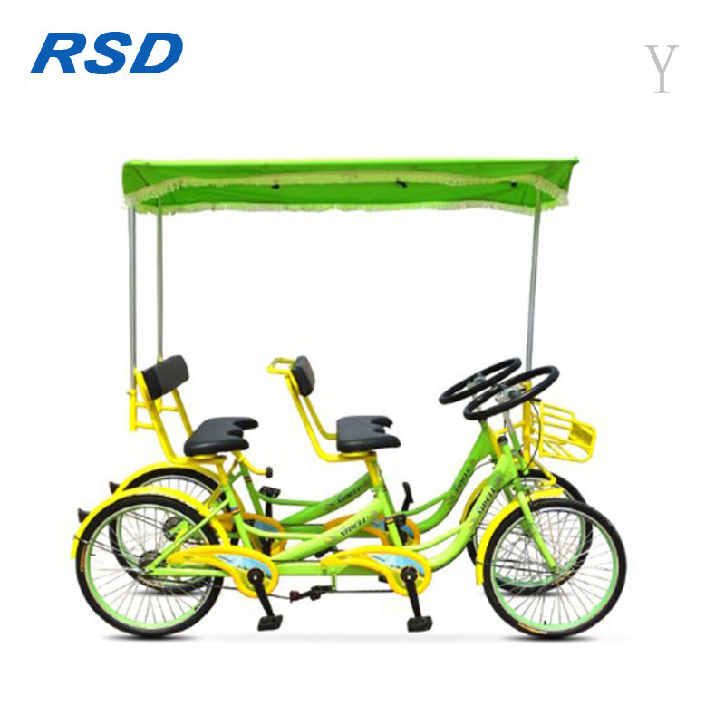 2 person row seats surrey bike for sale in park/lovers tandem bike for cycling/canvas cloth cover bicycle