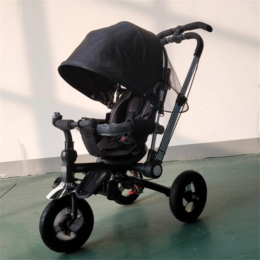 hot selling new model china baby walker tricycle 4 in 1 tricycle stroller trike with push rod brake back seat cover eva wheels