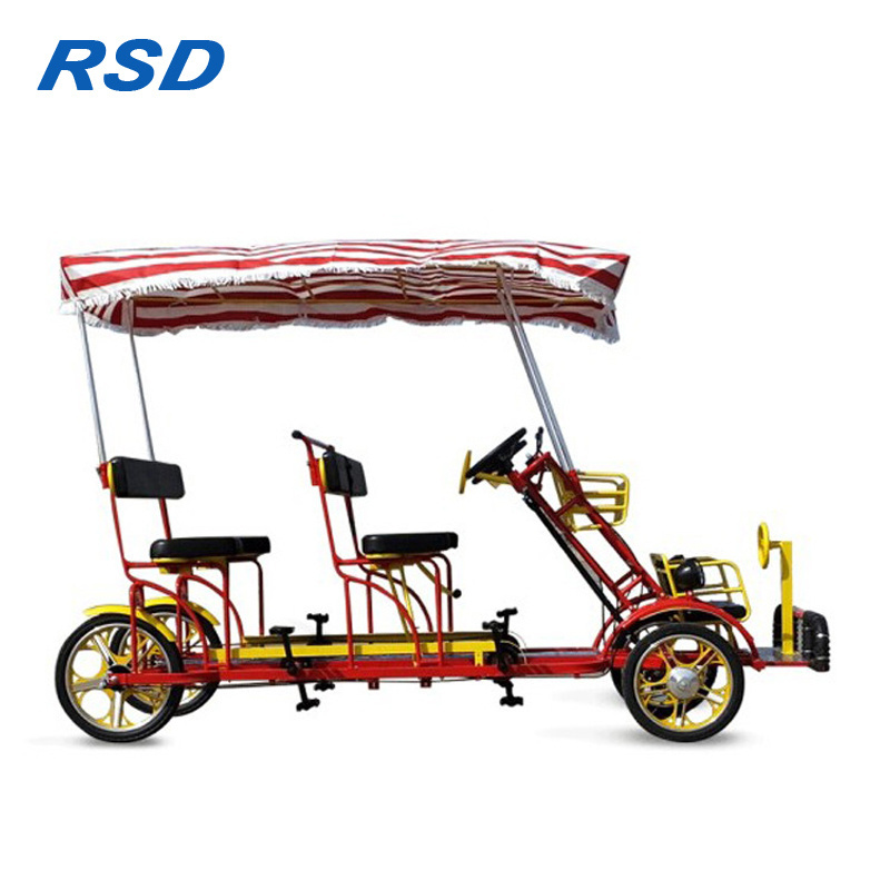 best selling 4 person surrey bikes 4 seater tandem bicycle/Good sell Park Sightseeing 4 Person Surrey Bike/surrey bike 6 person