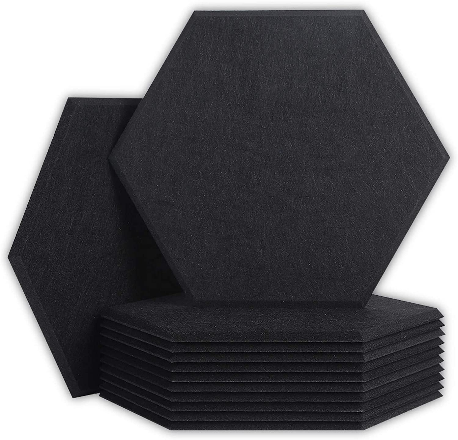 12 Pack Self-adhesive 9mm decorative soft soundproof sound proofwpc wall Felt polyester Hexagon Acoustic Panel