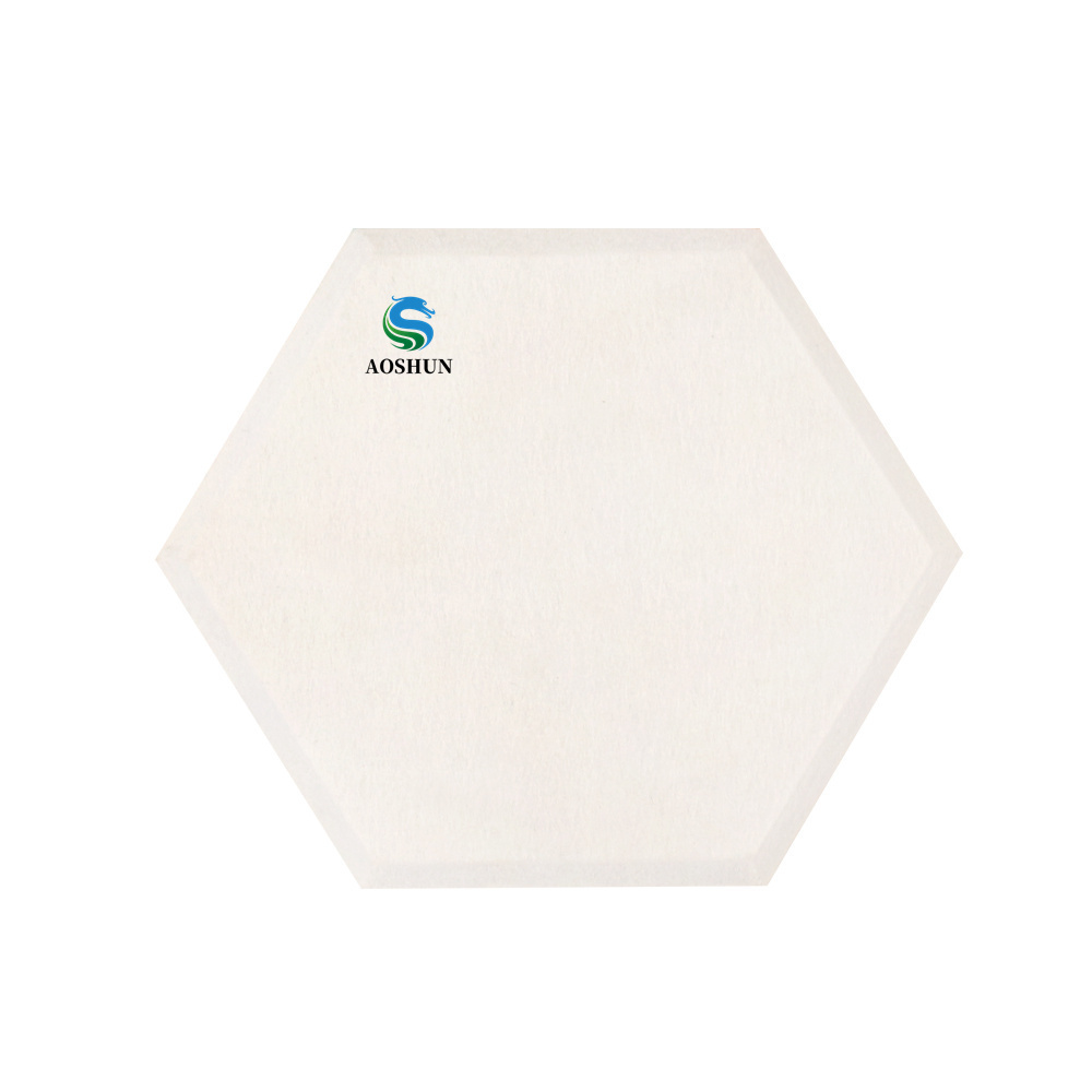 oem&odm polyester fiber self-adhesive board grooved hexagon sound proof pad wall component white/black felt acoustic panels