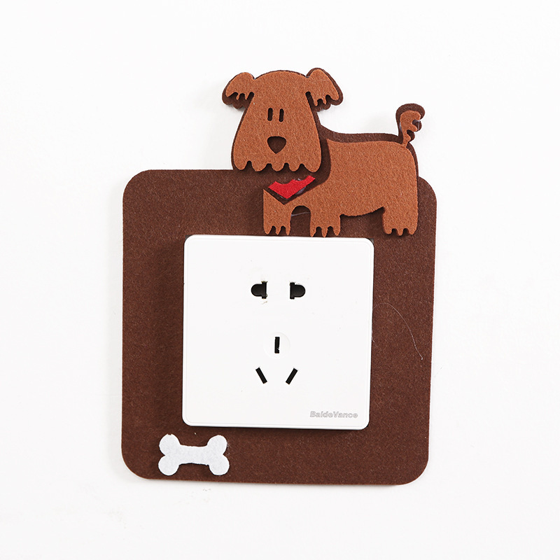 Felt switch protective cover creative living room bedroom lamp wall socket decoration cover free of sticking felt cartoon switch