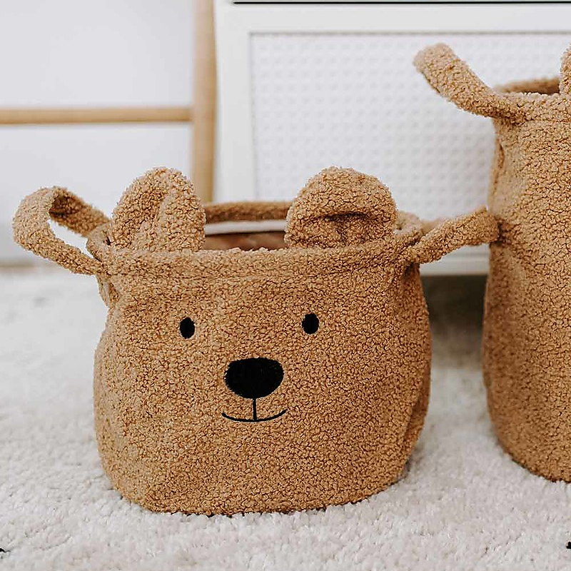 Teddy Beige Foldable Kids Baby Cloth Storage Basket Box pet toy storage box and dog toy storage basket