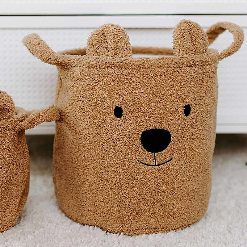 Teddy Beige Foldable Kids Baby Cloth Storage Basket Box pet toy storage box and dog toy storage basket