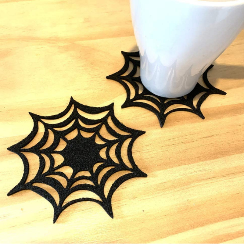 Felt Halloween Spider Webs Coasters Felt Spider Placemats Table Decorative set of 12