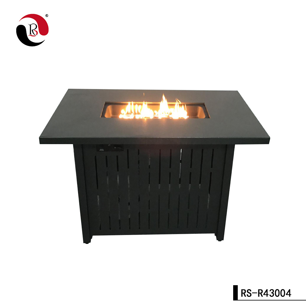 square Gas Firepit Table 30 Inch  Propane Fire Pit Table, 50,000 BTU Patio Furniture Table Round Fire