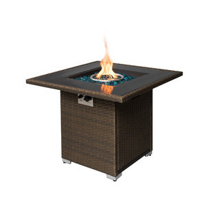 square Gas Firepit Table 30 Inch  Propane Fire Pit Table, 50,000 BTU Patio Furniture Table Round Fire