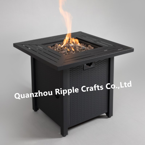 Pure Iron Square Rattan-Look 40000 BTU Propane stove outdoor Patio Gas Fire Pit table gas grill portable furnture set fire pit